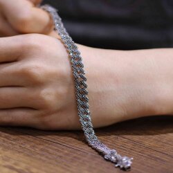 Gümüş Siyah Taşlı Gurmet Zincir Bileklik - 3