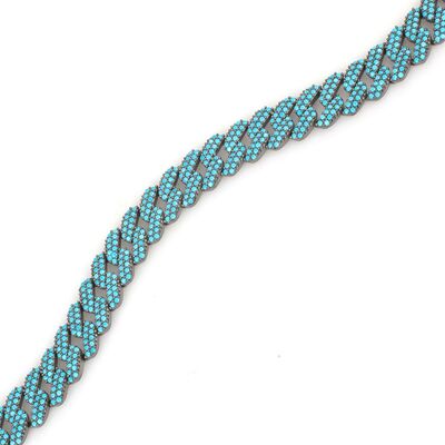 Gümüş Turkuaz Taşlı Gurmet Zincir Bileklik - 7