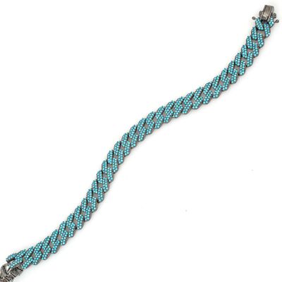 Gümüş Turkuaz Taşlı Gurmet Zincir Bileklik - 5