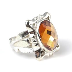 Gümüş Turuncu Sitrin Taşlı Erkek Yüzüğü - Nusrettaki