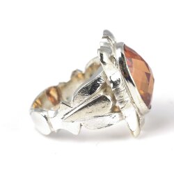 Gümüş Turuncu Sitrin Taşlı Erkek Yüzüğü - 3