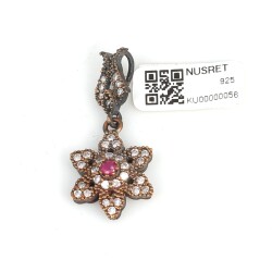 Silver & Bronze Star Design Pendant with Ruby - Nusrettaki