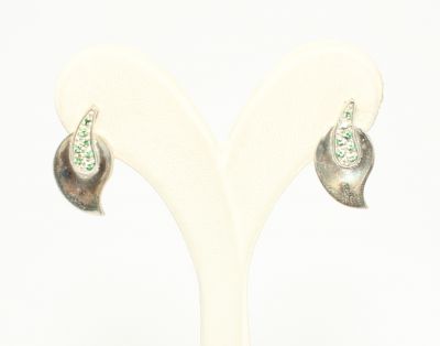 925 Silver Leaf Design Stud Earrings - 2