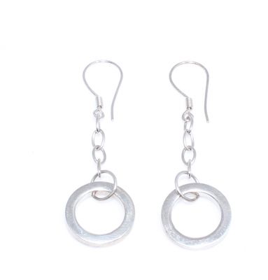 Hoop Model, 925 Silver, Pendant Dangle Earrings - 1