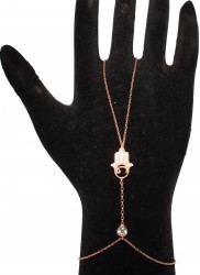 Hand of Fatima Shahmaran Silver Hand Anklet- 925 - Nusrettaki (1)