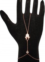 Hand of Fatima Shahmaran Silver Hand Anklet- 925 - 2