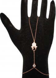 Hand of Fatima Shahmaran Silver Hand Anklet- 925 - Nusrettaki