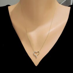 Heart Design Gold Necklace - Nusrettaki