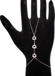 Sterling Silver Tri-Heart Ring Bracelet - Nusrettaki (1)