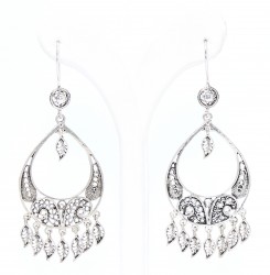 Crescent Model 925 Sterling Silver Chandelier Filigree Earrings - 3