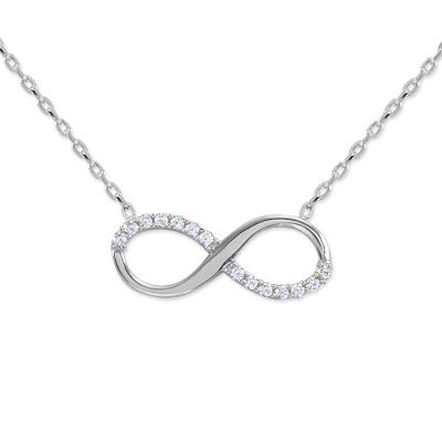 Infinity 14K Gold Necklace with Cz's - 1
