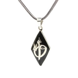 Islamic Elif Vav Necklace in Sterling Silver – Handmade Oltu Stone Pendant - Nusrettaki