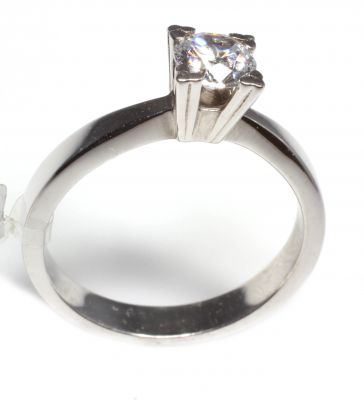 18K Gold 0,08 ct Solitaire Ring, F - VVS - 1