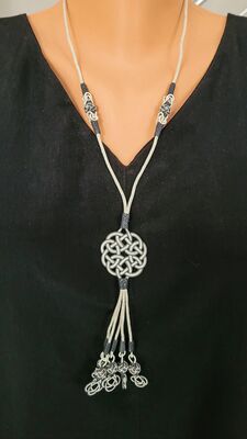 999 Ayar Gümüş Aşk Düğümü Kazaz Kolye - 1