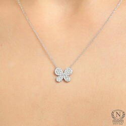 Silver Butterfly Necklace - Nusrettaki