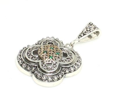 Konstantinapol Model Yeşil Taşlı Kolye Ucu - 3