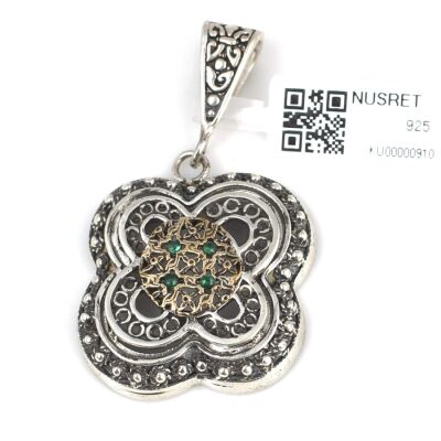 Konstantinapol Model Yeşil Taşlı Kolye Ucu - 1