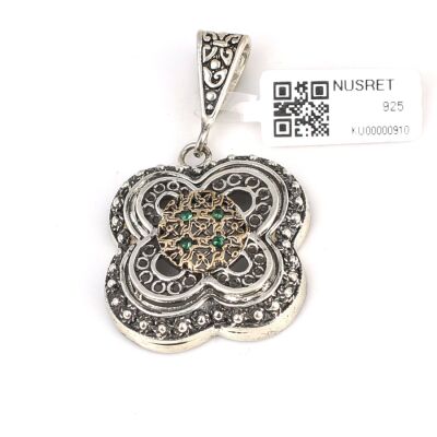 Konstantinapol Model Yeşil Taşlı Kolye Ucu - 2