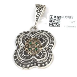 Konstantinapol Model Yeşil Taşlı Kolye Ucu - Nusrettaki