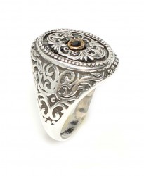 Constantinople Design Authentic Men Ring with Citrine - 3