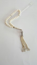 Silver Sphere Cutting Prayer Beads with Pearl & 