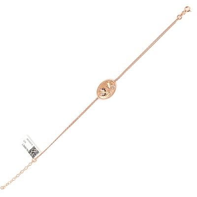 Ladybug and Leaf on Eliptic Plate Sterling Silver Bracelet, Rose Gold Vermeil - 3