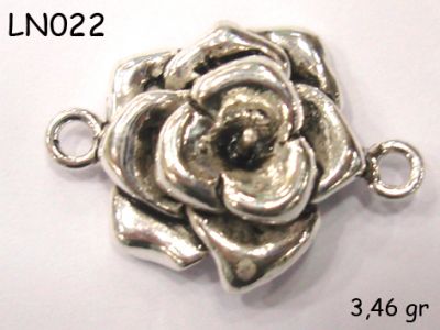 LN022 925 Sterling Silver Findings Flower Link - 1