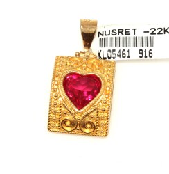 Malabadi Pendant with Heart Shape Stone - Nusrettaki