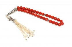 925 Sterling Silver Prayer Beads with Coral - Nusrettaki