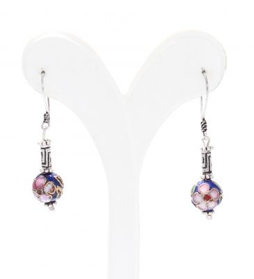 Enameled 925 Silver Filigree Dangle Earrings - 1