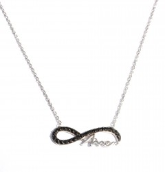 Mommy Eternity Necklace White Color - Black Stones - Nusrettaki (1)