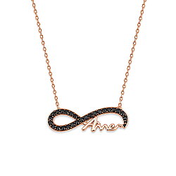 Mommy Eternity Necklace White Color - Black Stones - 4