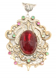 Oval Ruby Stone Authentic Pendant Sterling Silver - Nusrettaki (1)