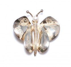 Pearl Butterfly Silver Brooch-925 - 2