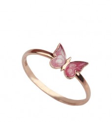 Butterfly Design Ring with Pink Mother of Pearl - Nusrettaki (1)