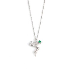 Silver Fairy Girl Design Necklace with Green CZ - Nusrettaki (1)