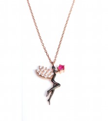 Nusrettaki - Silver Fairy Design Necklace with White CZ