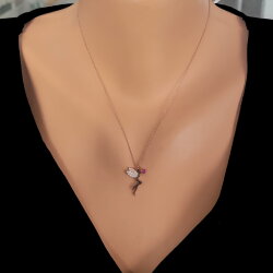 Silver Fairy Design Necklace with White CZ - Nusrettaki