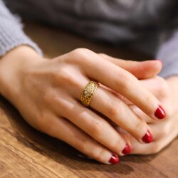 14 Ayar Altın Petek Desenli Yüzük - Nusrettaki