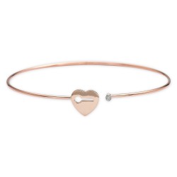 14K Gold 0,01 ct Diamond Heart Bangle - Nusrettaki