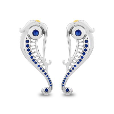 14K Gold Poseidon's Seahorse; Arion Earrings - 2