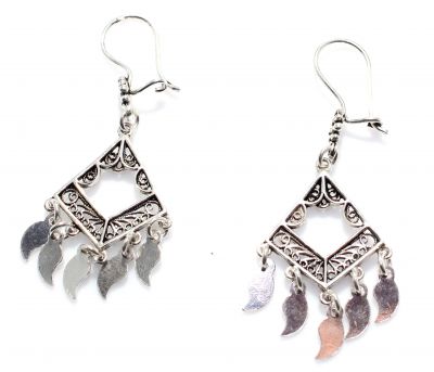 925 Sterling Silver Dangle Filigree Earrings with Drop Silver Scales - 3
