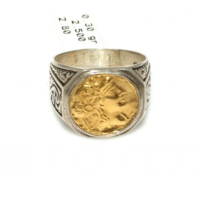 Alexander Desenli 24 Ayar Altın ve Gümüş Yüzük - 2