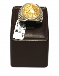 Alexander Desenli 24 Ayar Altın ve Gümüş Yüzük - 4