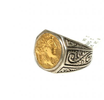 Alexander Desenli 24 Ayar Altın ve Gümüş Yüzük - 6