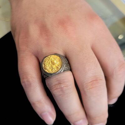 Alexander Desenli 24 Ayar Altın ve Gümüş Yüzük - 1