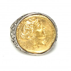 Alexander Kafası 24 Ayar Altın Gümüş Yüzük - Nusrettaki