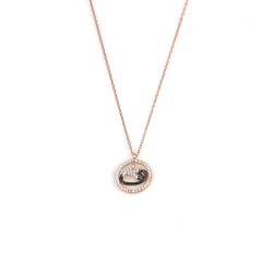 Rose Gold Plated Sterling Silver Tulip Vav Circle Necklace - Nusrettaki (1)