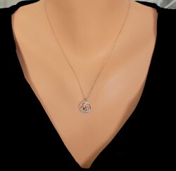 Rose Gold Plated Sterling Silver Vav Moon Necklace for Women - 1