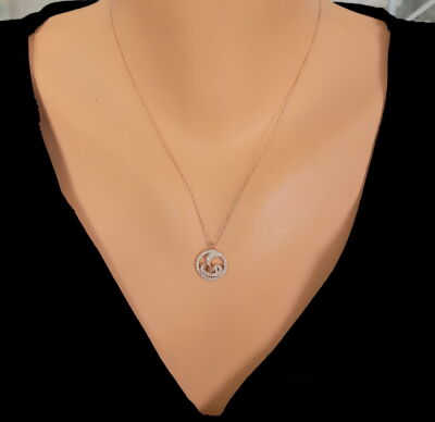 Rose Gold Plated Sterling Silver Vav Moon Necklace for Women - 1